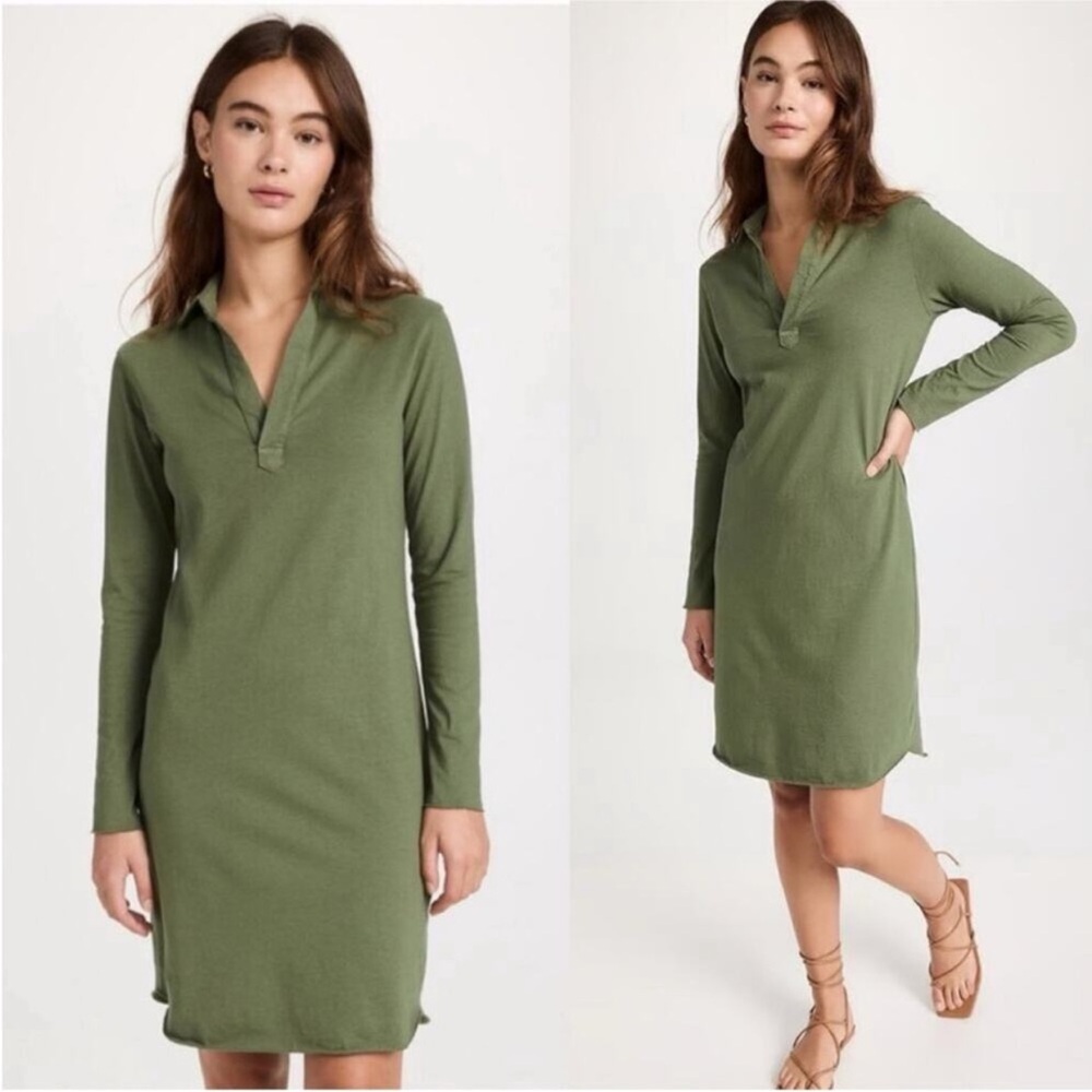 Frank & Eileen NICOLE Popover Henley Dress HERITAGE JERSEY Size Medium Olive